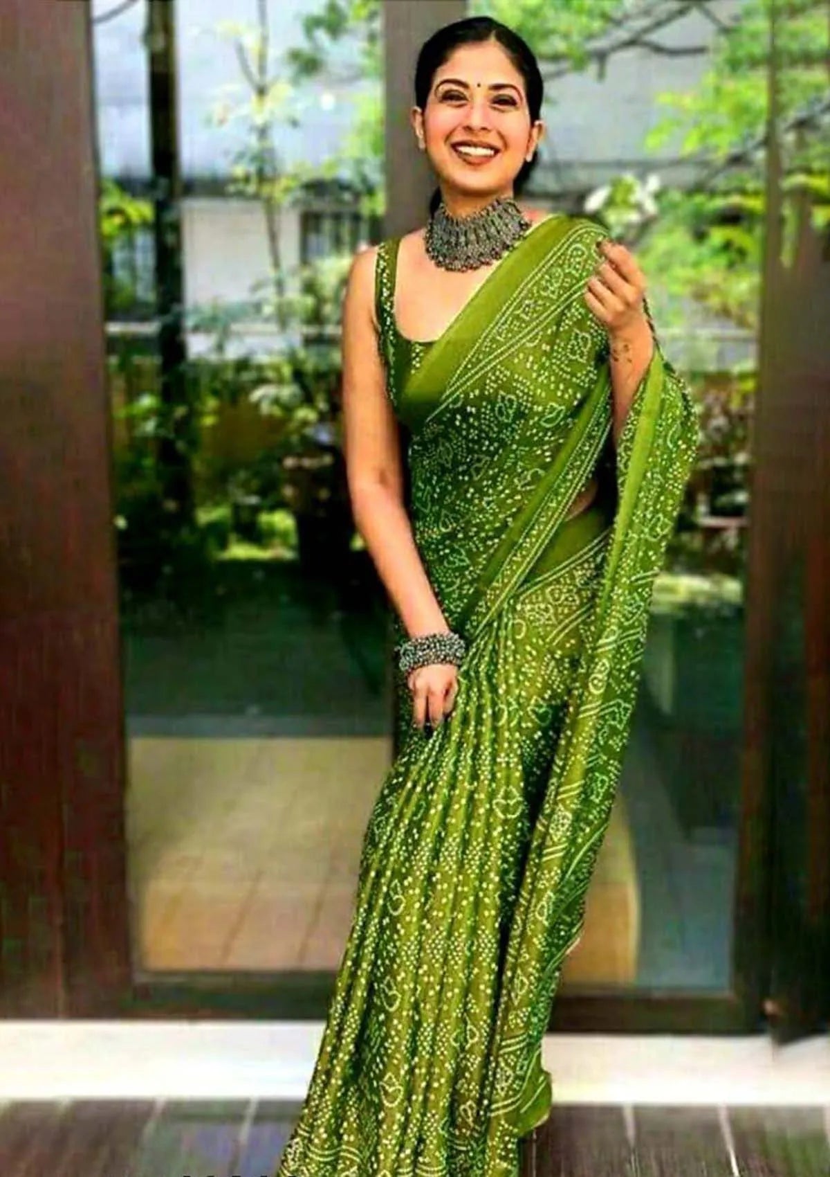 Light Green Turkey Silk Mill Print Saree