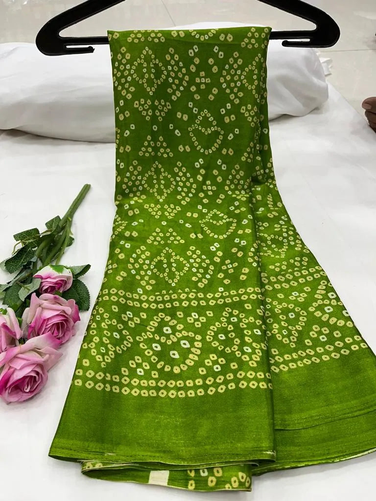 Light Green Turkey Silk Mill Print Saree