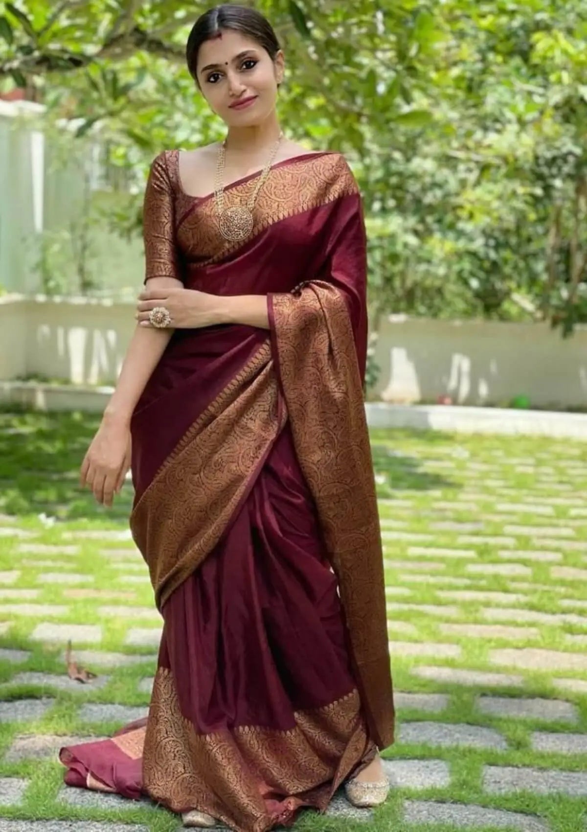 Maroon Banarasi Silk Zari Woven Saree