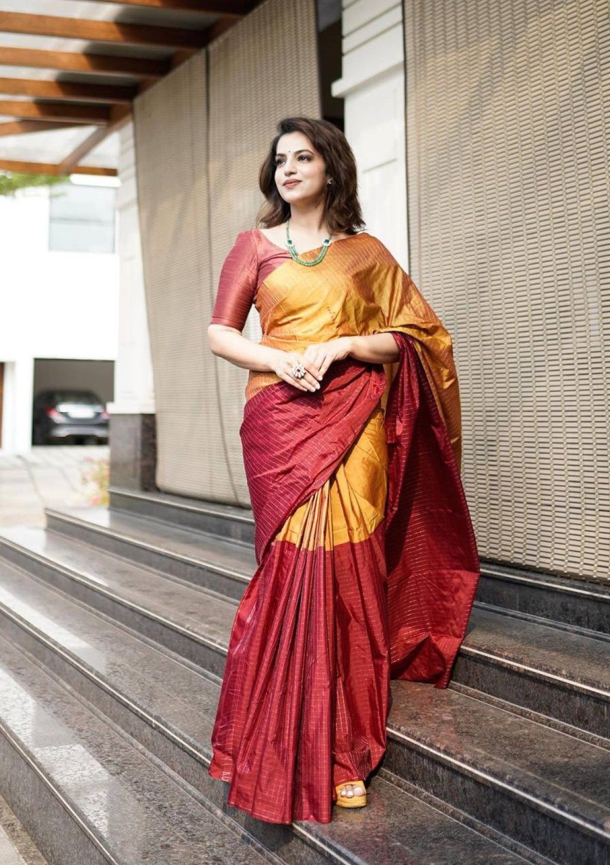 Mustard Designer Banarasi Silk Saree