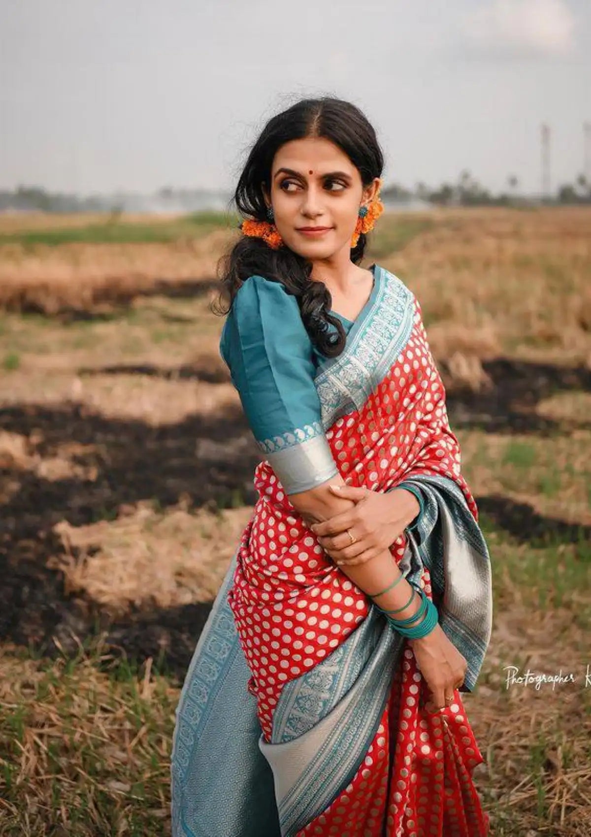 Red Silver Zari Silk Saree