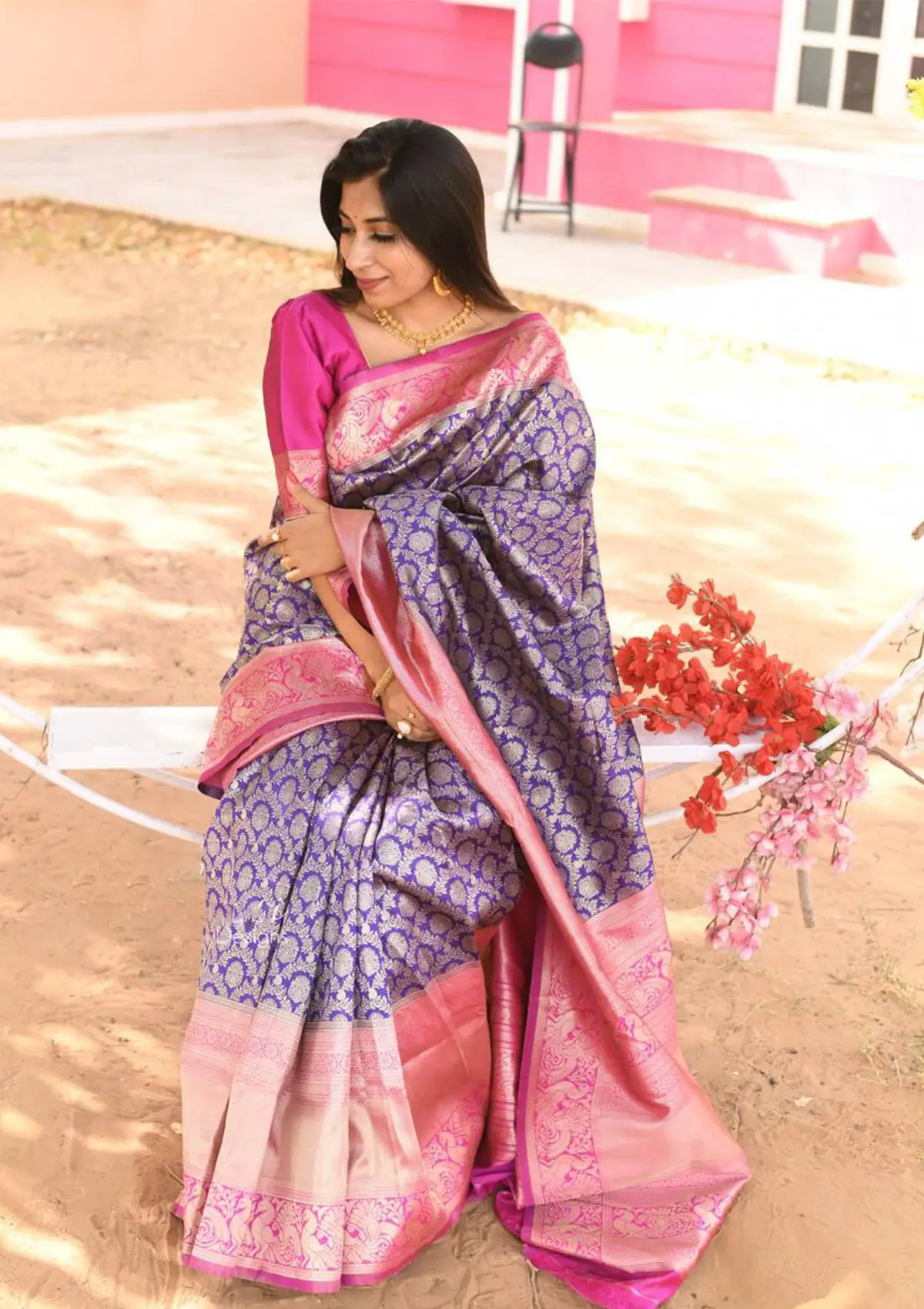 Royal Blue Pure Banarasi Saree