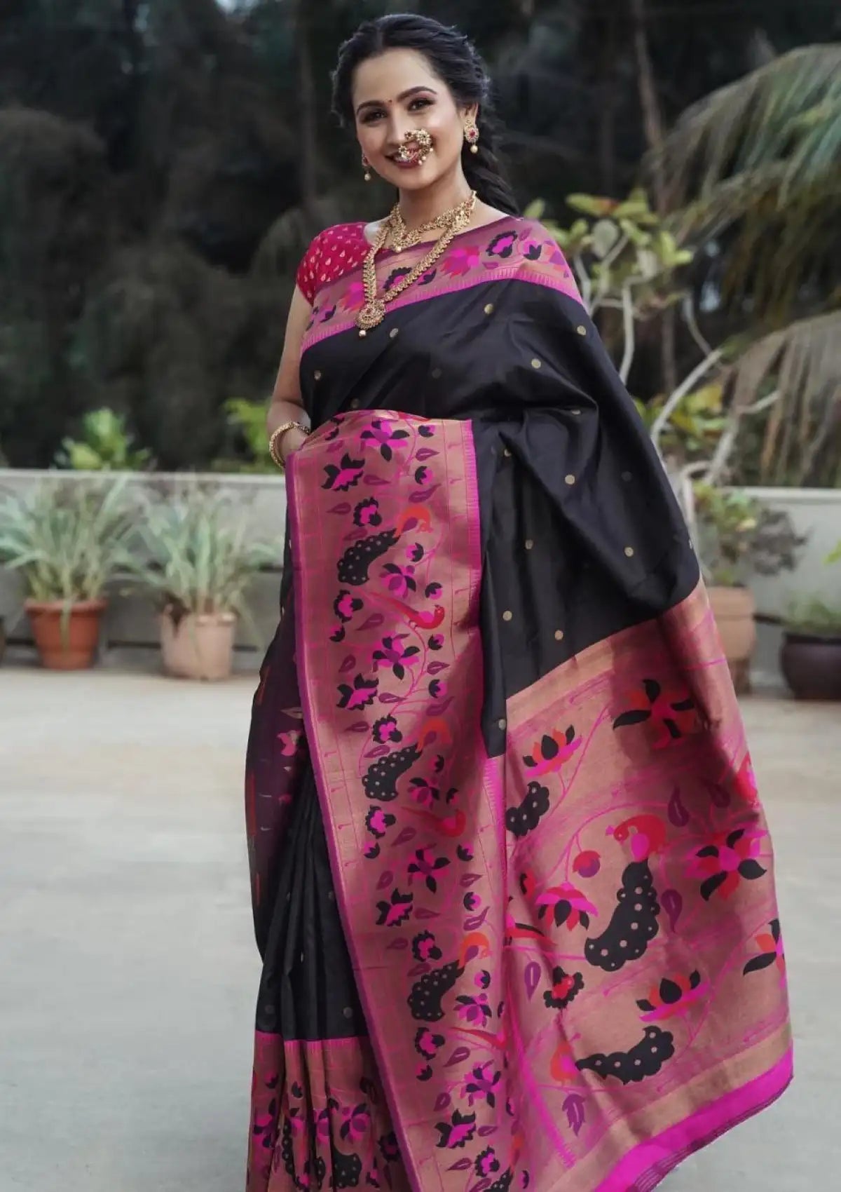 Soft Silk Black Golden Paithani Saree