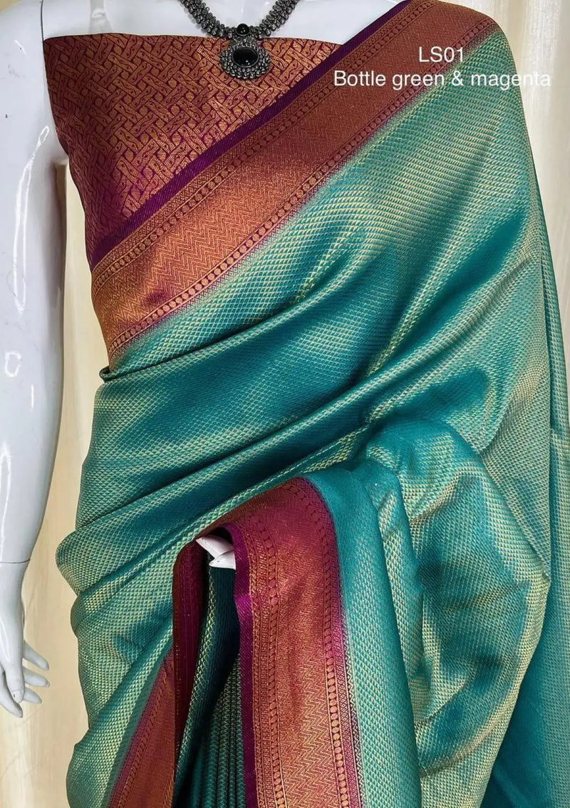 Sparkling Banarasi Silk Rama Designer Traditional Saree