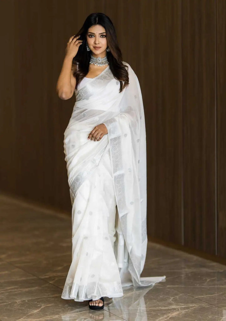 White Sequence Saree | Leemboodi