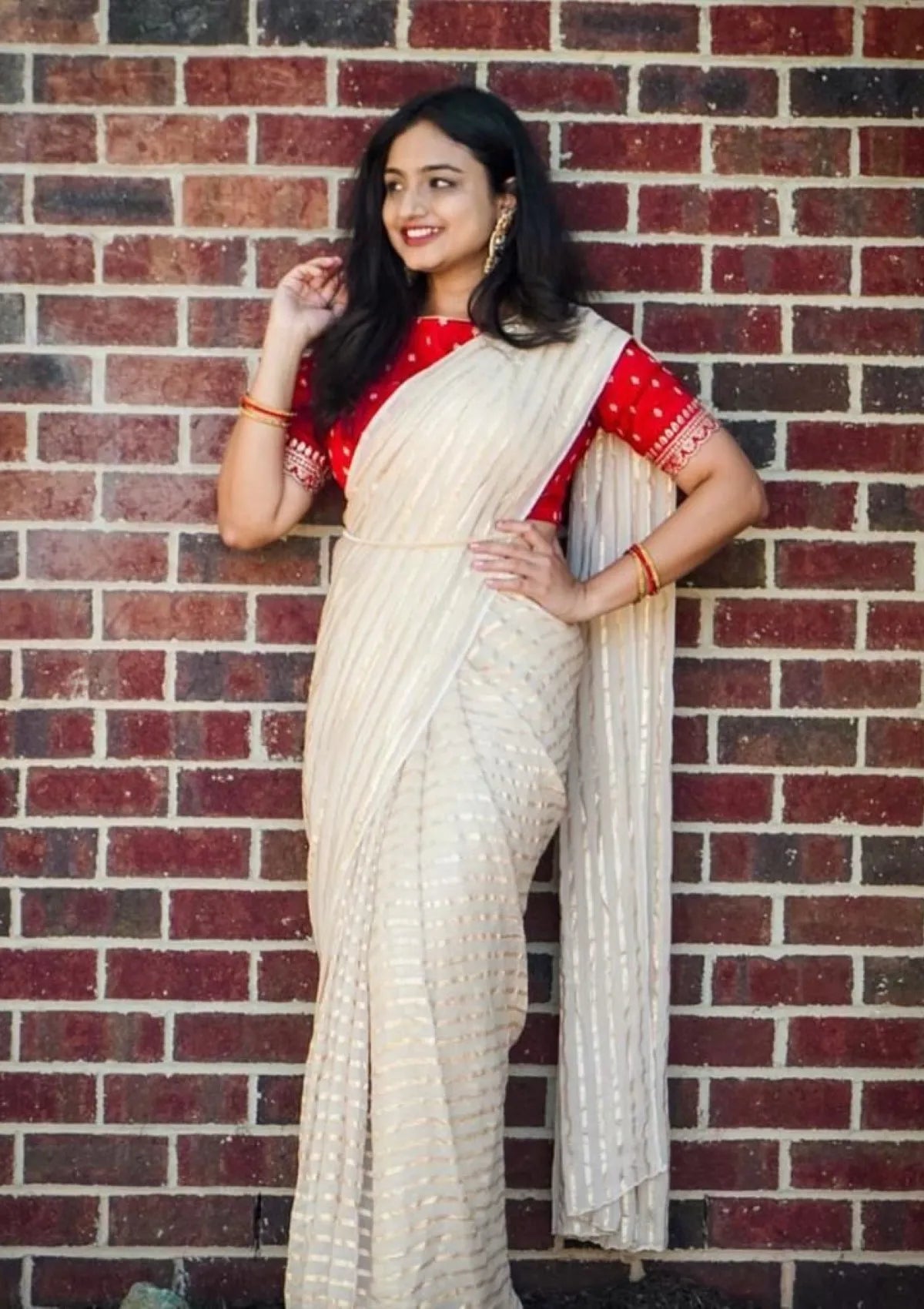 White Viscose Georgette Saree